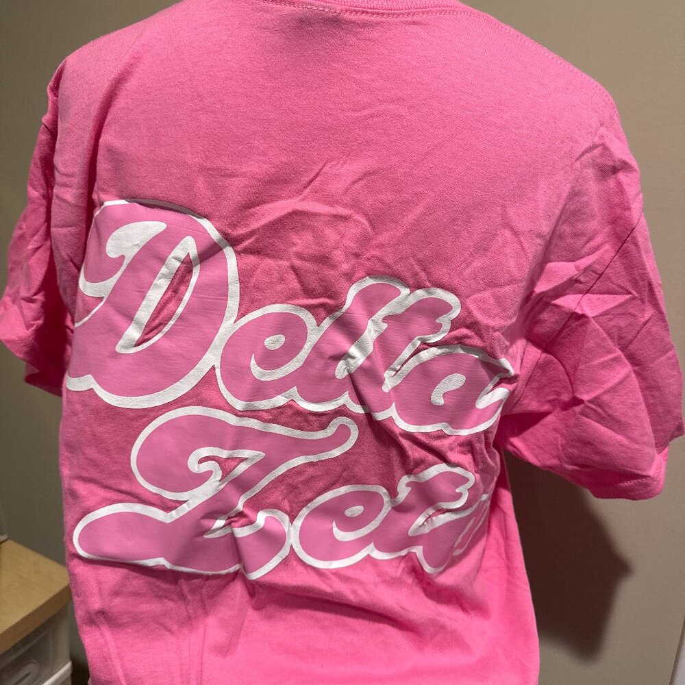 Sorority Delta Zeta Pink T shirt Adult Medium with turtle mascot